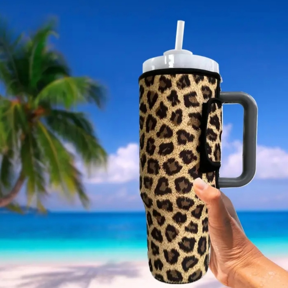 1pc Non-slip Leopard Printed Cup Insulated Cover For 1200ml/40oz Tumbler, Scratc